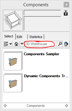 Het 3D Warehouse bereiken met SketchUp zelf